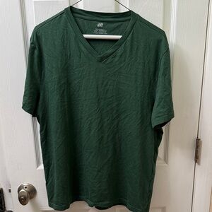 H&M Men's Deep Green V-Neck Tee